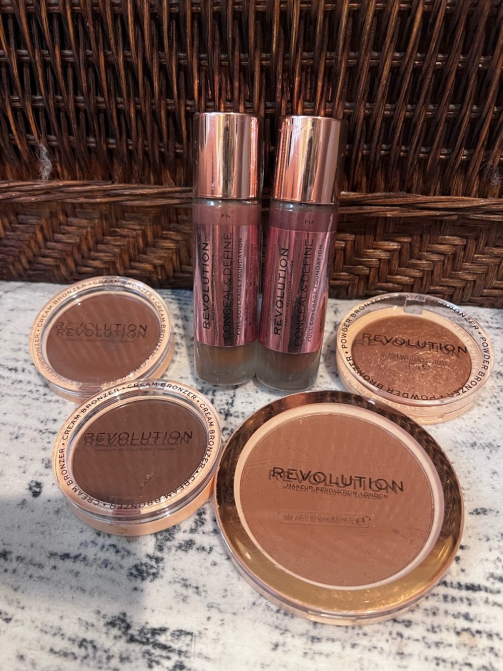 Ulta Beaty Makeup Revolution cosmetics lot of 6 foundation/bronzer